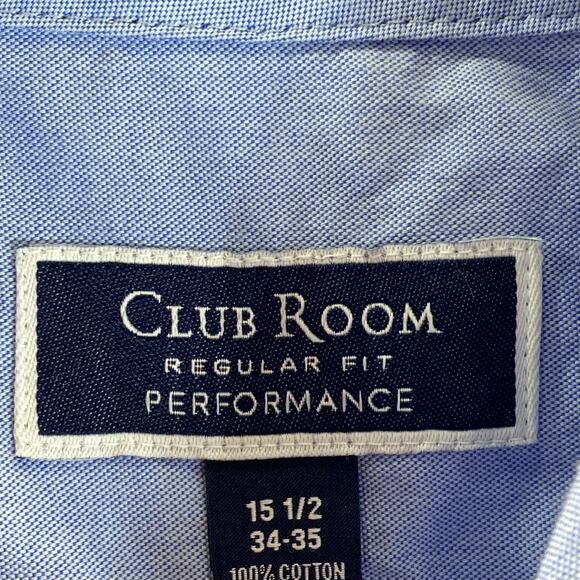 CLUB ROOM Men's Light Blue Regular-Fit Cotton Oxford Dress Shirt SZ 15.5 34/35 - Picture 8 of 9
